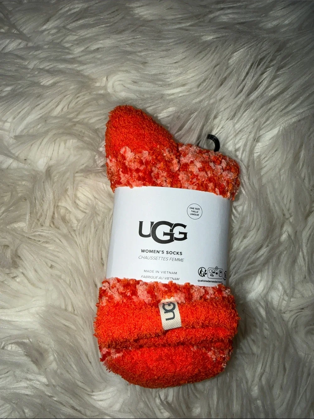 UGG Women's Plush Orange Fuzzy Socks